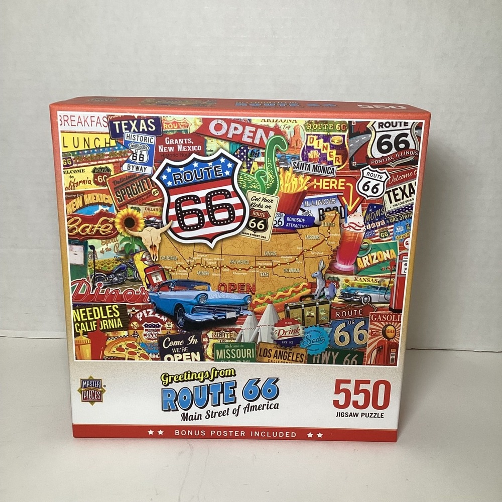 MasterPieces Route 66 Main Street of America 550 Piece Jigsaw Puzzle 32024 New